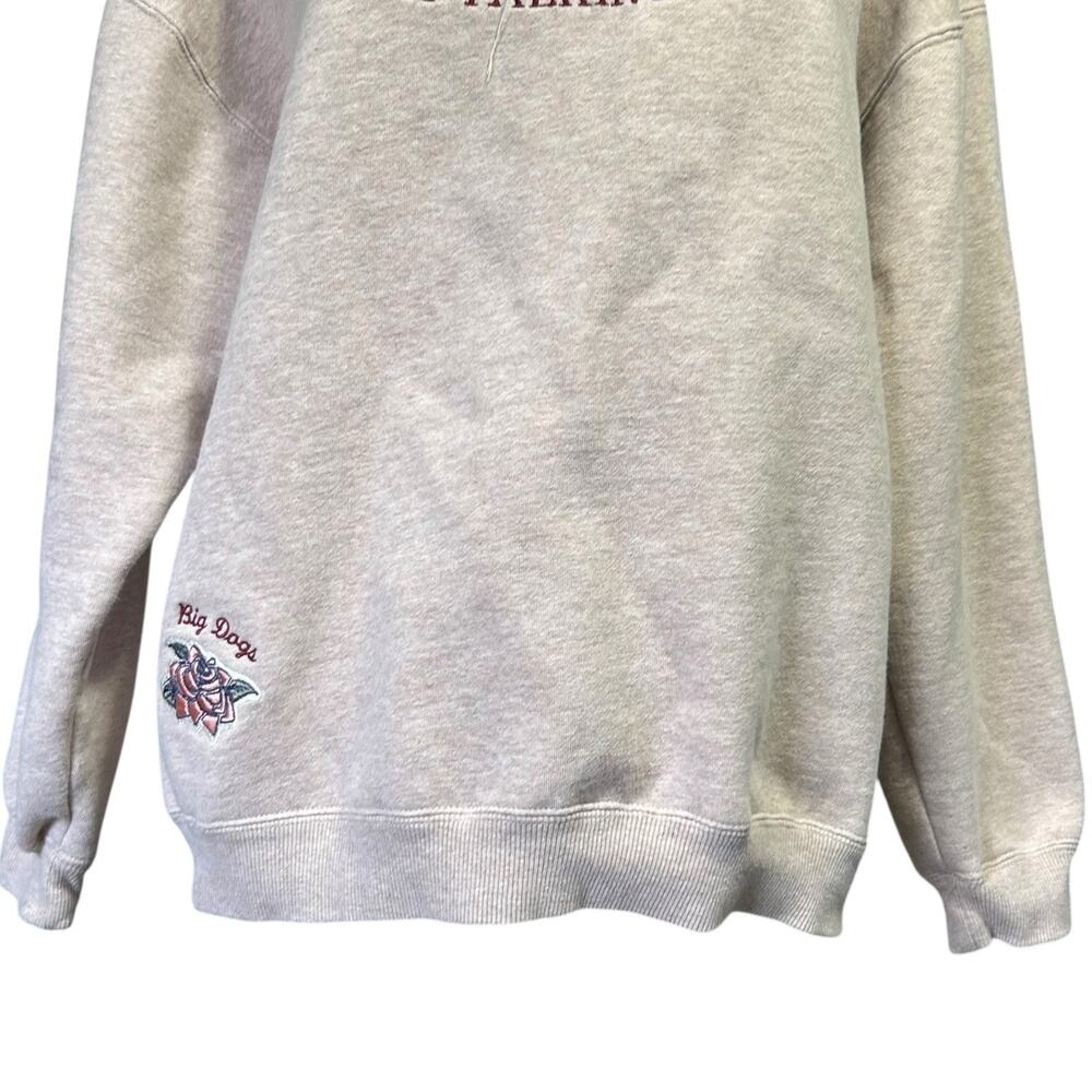 Big Dogs Embroidered Attitude Sweatshirt Patchwork Y2K Beige Medium - Picture 12 of 14